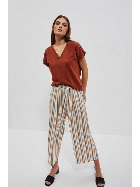 Moodo V-Ausschnitt Bluse in Braun Moodo