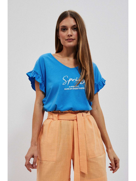 Moodo Bluse mit Schriftzug und Volantärmel Moodo