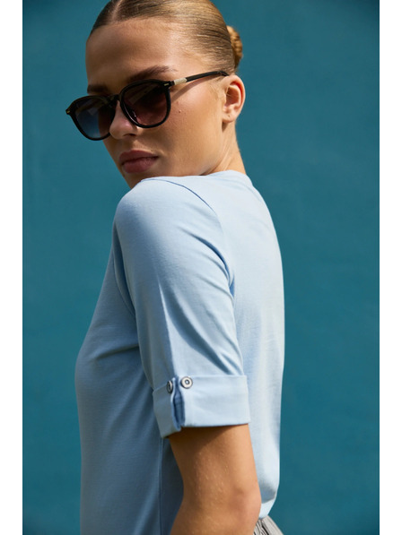 Moodo Baumwoll-T-Shirt hellblau Moodo