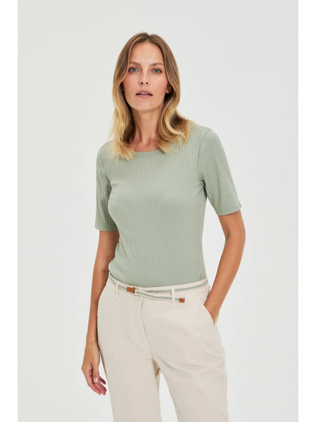 Moodo Olive Green Ribbed Blouse by Moodo