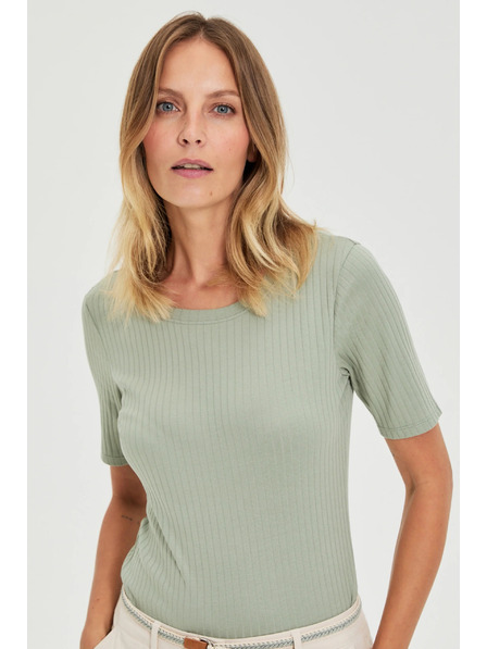 Moodo Olive Green Ribbed Blouse by Moodo