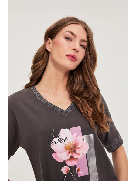 Moodo Bluse mit Druck braun Moodo