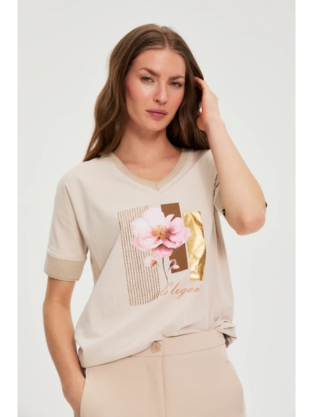 Moodo Bluse mit Druck beige Moodo