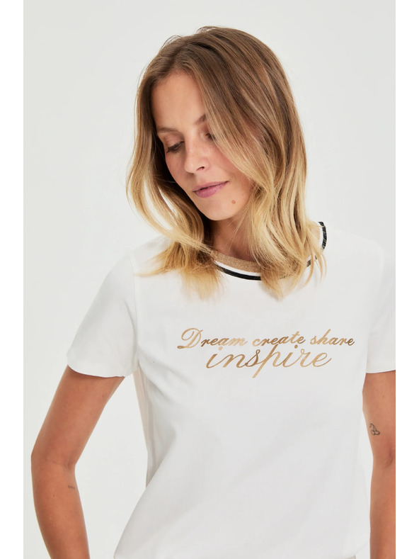 Moodo Bluse mit Schriftzug weiß Moodo