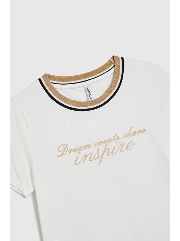 Moodo Bluse mit Schriftzug weiß Moodo