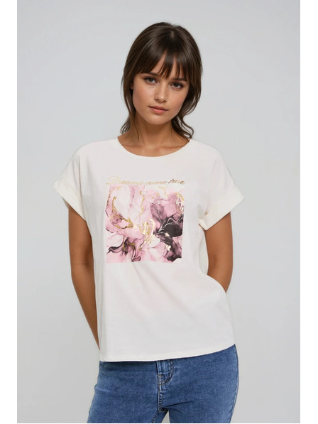 Moodo T-Shirt mit Druck ecru Moodo