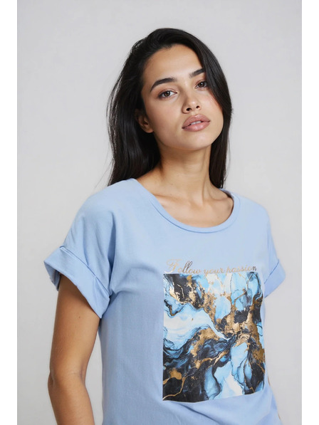 Moodo T-Shirt mit Druck hellblau Moodo