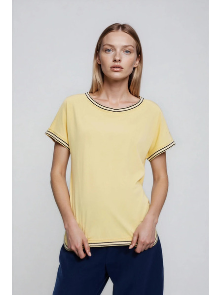 Moodo Yellow Blouse with Decorative Trimming by Moodo