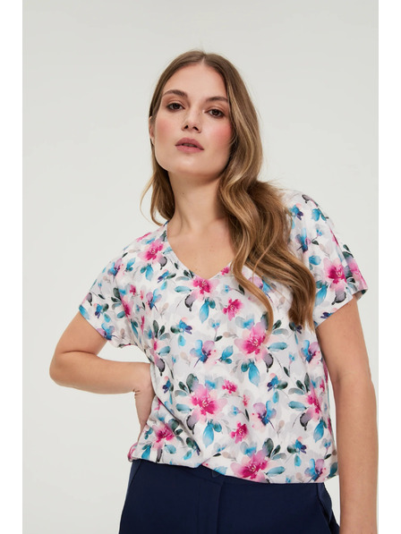 Moodo Bluse mit V-Ausschnitt weiß Moodo