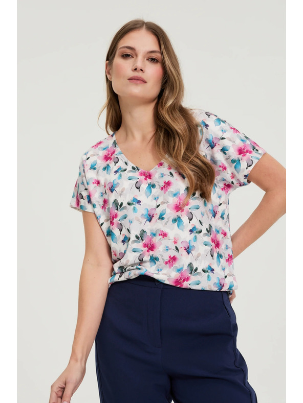 Moodo Bluse mit V-Ausschnitt weiß Moodo