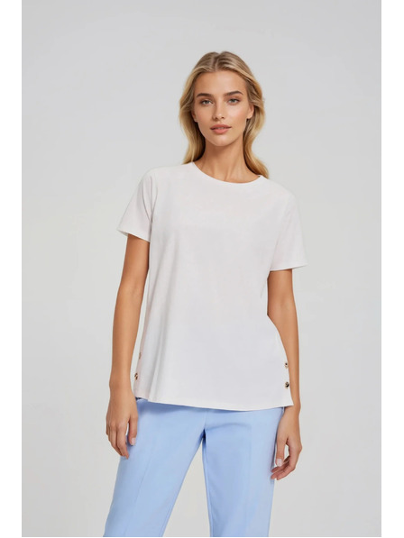 Moodo White Blouse with Decorative Buttons Moodo