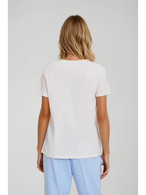 Moodo Weiße Bluse mit dekorativen Knöpfen Moodo