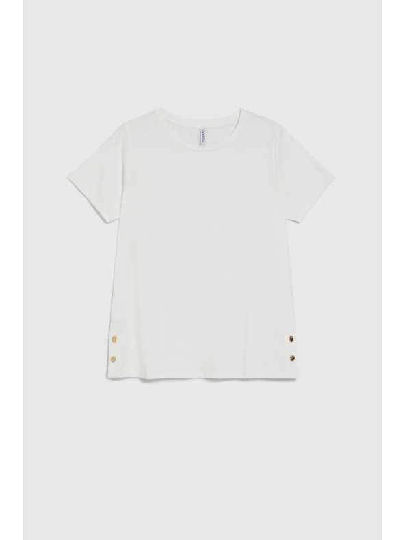 Moodo Weiße Bluse mit dekorativen Knöpfen Moodo