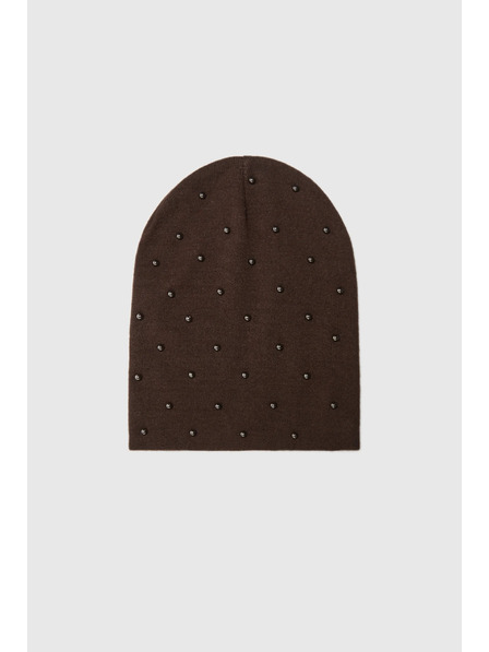 Moodo Mütze mit Perlen braun Moodo