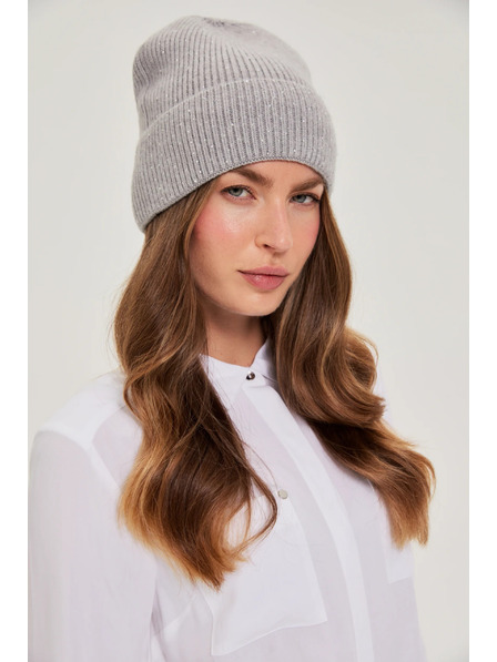 Moodo Graue Mütze mit Pailletten Moodo