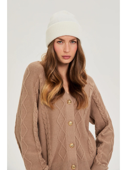 Moodo Weiße Mütze mit Metallic-Garn Moodo