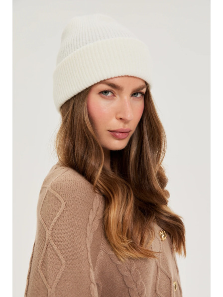 Moodo Weiße Mütze mit Metallic-Garn Moodo