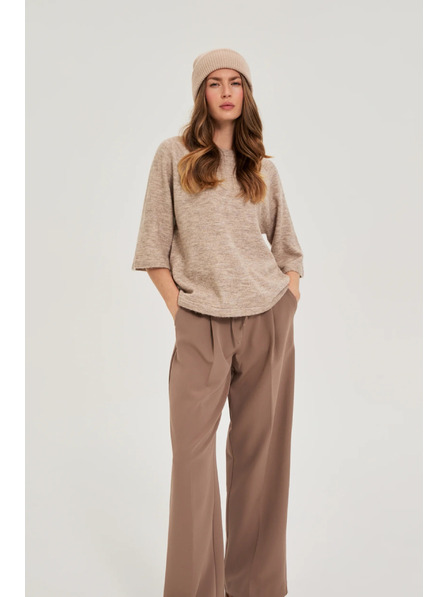 Moodo Beige Mütze mit Metallic-Garn Moodo