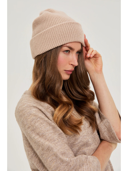 Moodo Beige Mütze mit Metallic-Garn Moodo