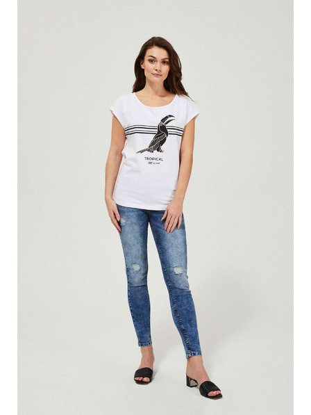 Moodo Schmale Jeans mit mittlerem Bund und Destroyed-Effekt in Blau Moodo