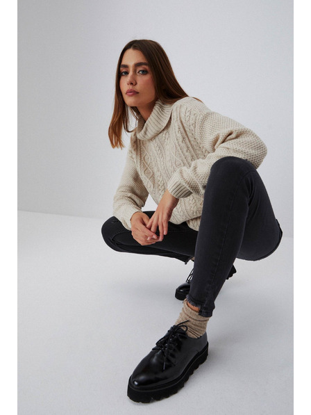 Moodo Graue Skinny-Jeans mit mittlerem Bund und ausgefransten Hosenbeinen Moodo