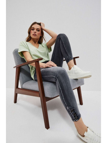 Moodo Skinny-Jeans mit mittlerem Bund und Destroyed-Effekt in Grau Moodo