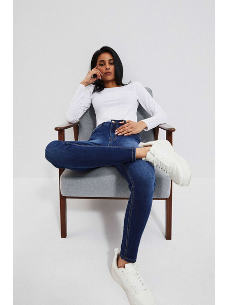 Moodo Dunkelblau Push-up Jeans mit Abnutzungen an den Oberschenkeln Moodo