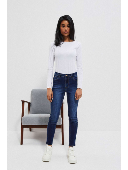 Moodo Dunkelblau Push-up Jeans mit Abnutzungen an den Oberschenkeln Moodo