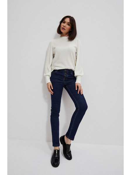 Moodo Dunkelblau geknöpfte Push-up Jeans Moodo