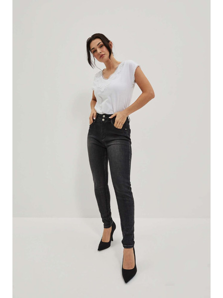 Moodo Skinny Jeans mit doppeltem Knopf in Grau Moodo