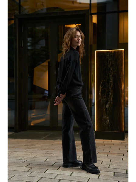 Moodo Graue Jeans mit Strass Moodo