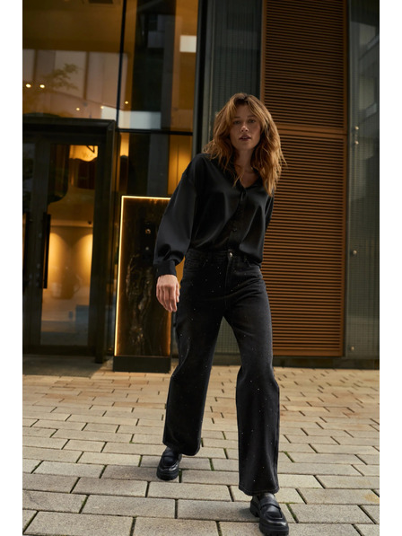 Moodo Graue Jeans mit Strass Moodo