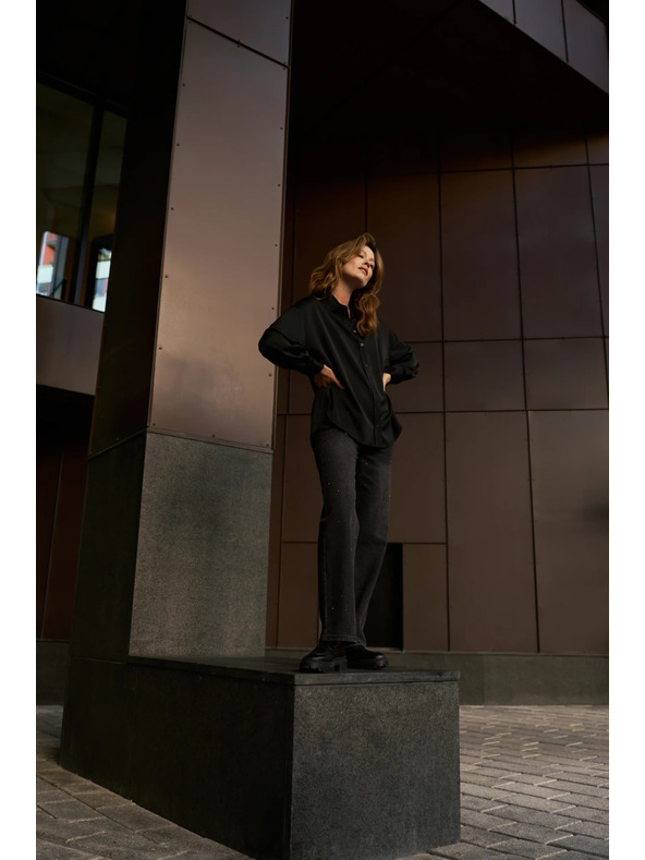 Moodo Graue Jeans mit Strass Moodo