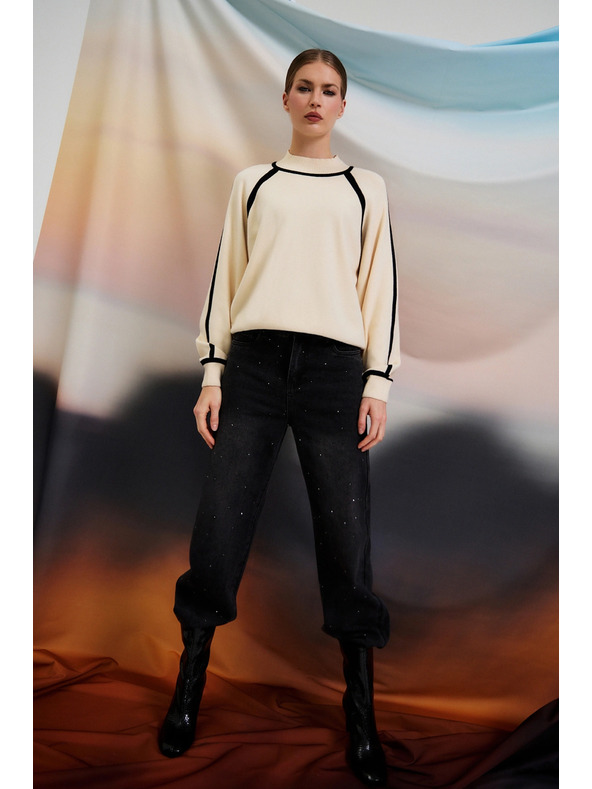 Moodo Graue Jeans mit Strass Moodo