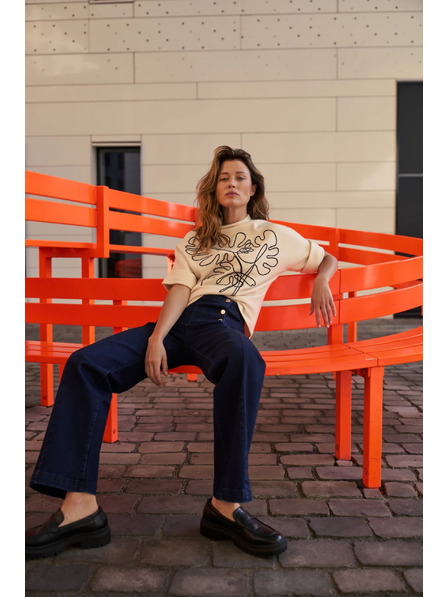 Moodo Dunkelblau Wide Leg Jeans Moodo