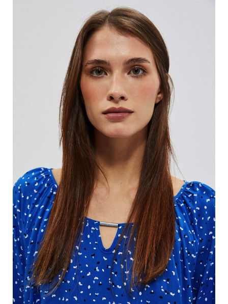 Moodo Gemustertes Hemd mit Bootausschnitt blau Moodo