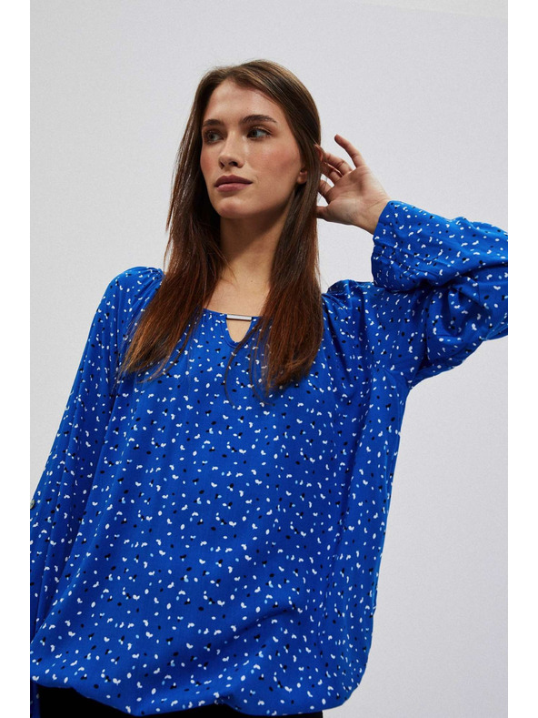Moodo Gemustertes Hemd mit Bootausschnitt blau Moodo