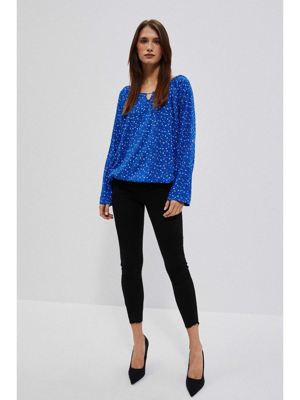 Moodo Gemustertes Hemd mit Bootausschnitt blau Moodo