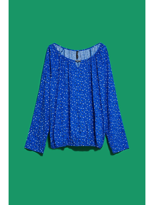 Moodo Gemustertes Hemd mit Bootausschnitt blau Moodo