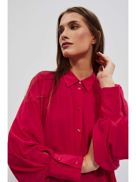 Moodo Rotes Hemd mit gerafften Ärmeln Moodo