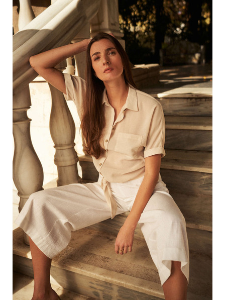 Moodo Bluse mit Bindung und Sandtasche Moodo