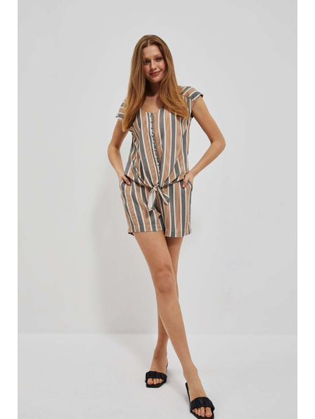 Moodo Sandfarbendes Hemdshirt mit Bindung Moodo