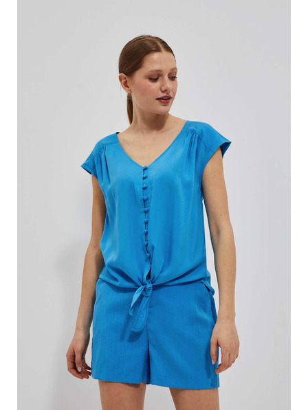 Moodo Azurblaues Hemdshirt mit Bindung Moodo