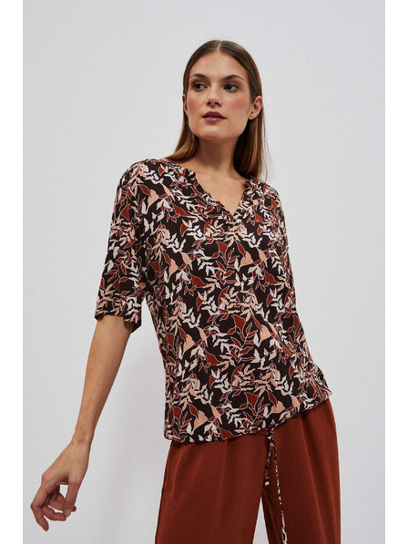 Moodo Dunkelbraune Bluse mit Bindung Moodo