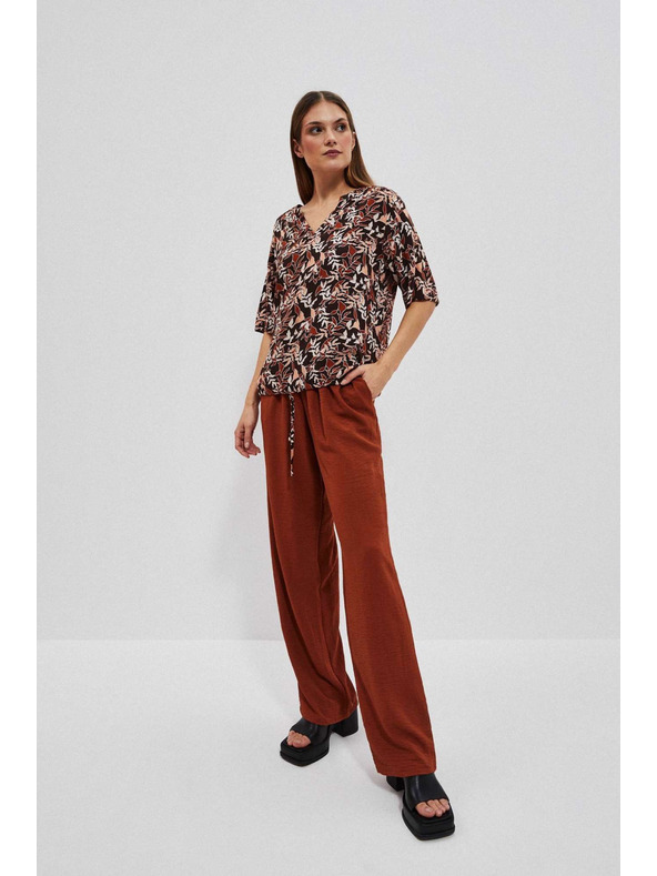 Moodo Dunkelbraune Bluse mit Bindung Moodo