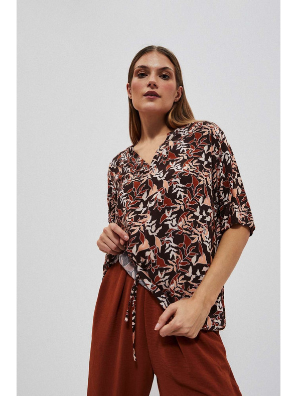 Moodo Dunkelbraune Bluse mit Bindung Moodo