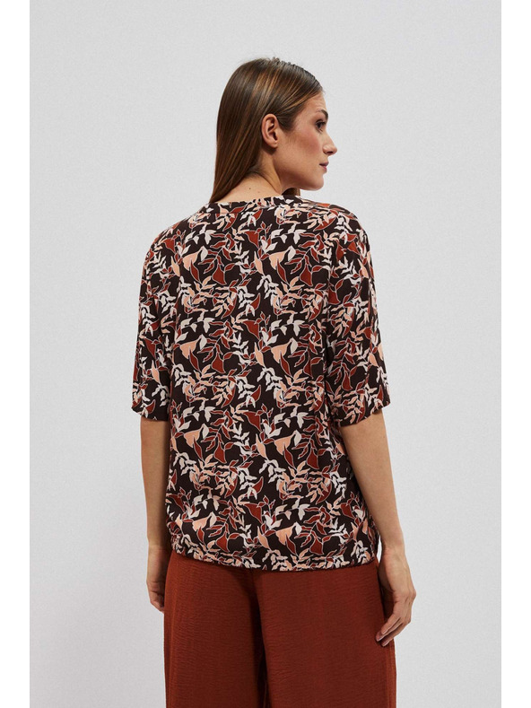 Moodo Dunkelbraune Bluse mit Bindung Moodo