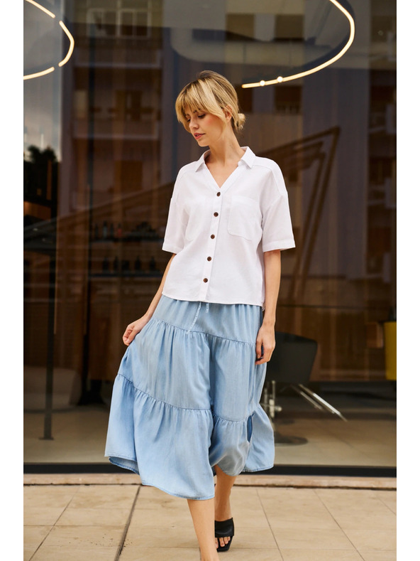 Moodo Viskose-Leinen-Hemd weiß Moodo