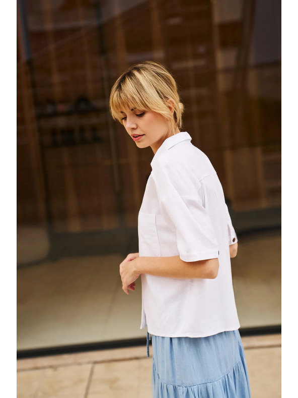 Moodo Viskose-Leinen-Hemd weiß Moodo