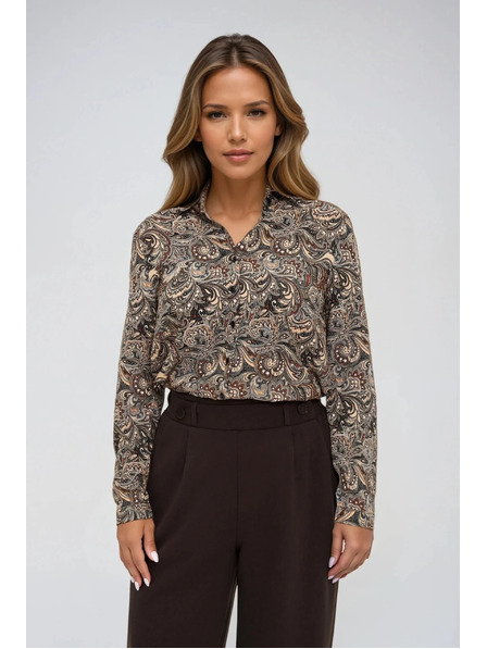 Moodo Gemusterte braune Bluse Moodo